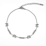 Гривна за глезен с пеперуди от неръждаема стомана, символизираща свобода и трансформация.