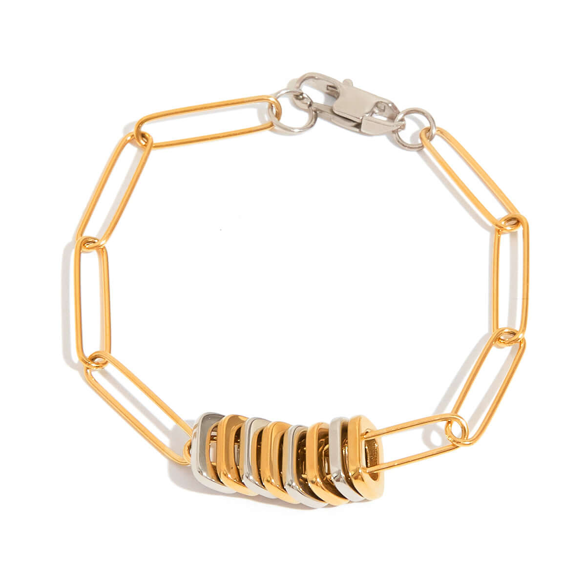 Златиста гривна 'Хармония' с 18K позлата и сребристи акценти – изчистен и модерен дизайн.