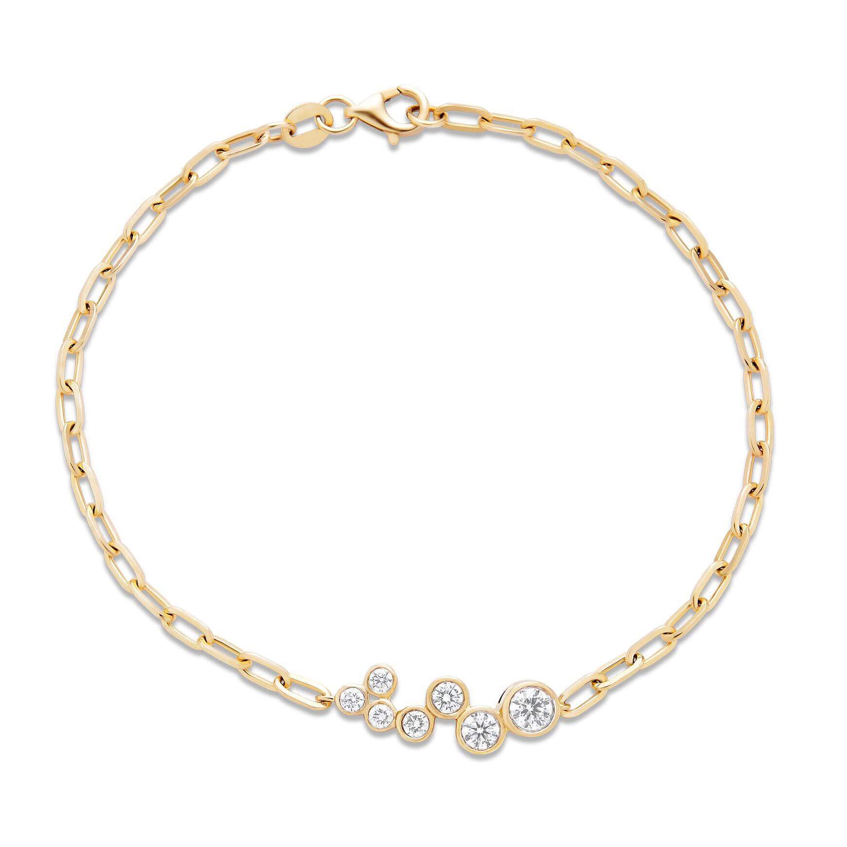 Елегантна гривна от сребро с 18К златно покритие и циркон 5А камъни, идеална за всеки повод.