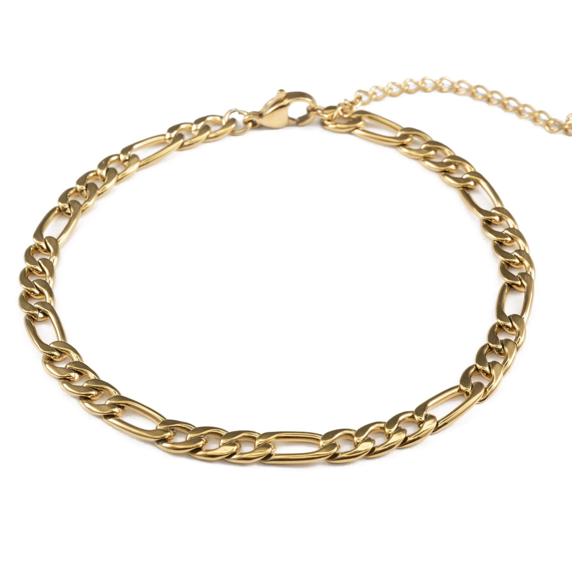 Златиста гривна за глезен с 18к златно покритие, водоустойчива, медицинска стомана, дължина 22 см.