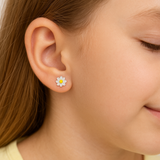 Детски Сребърни Обеци "Маргаритки" (925)