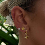 Сет обеци с морска звезда и перли, с 18К златно покритие, шикозен аксесоар.