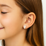 Детски Сребърни Обеци "Усмихнато Котенце" (925)