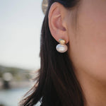 Обеци Vintage Перла с 18К Позлата, златисти обеци с перли, медицинска стомана 304L