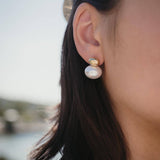 Обеци Vintage Перла с 18К Позлата, златисти обеци с перли, медицинска стомана 304L