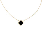 Χρυσό Ασημένιο Κολιέ Τριφύλλι με Μαύρο Μητέρα του Μαργαριταριού S925