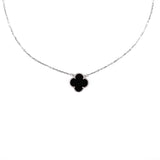 Χρυσό Ασημένιο Κολιέ Τριφύλλι με Μαύρο Μητέρα του Μαργαριταριού S925