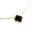Χρυσό Ασημένιο Κολιέ Τριφύλλι με Μαύρο Μητέρα του Μαργαριταριού S925
