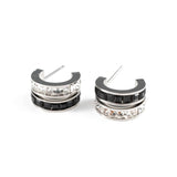 Επάργυρα σκουλαρίκια με μαύρο φίλντισι και κρύσταλλα