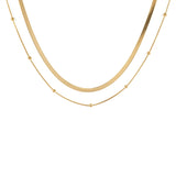 Διπλό Κολιέ Μπάλες και Ερπετή Πλέξη με 18Κ Χρυσή Επίστρωση