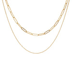 Двойно колие paperclip и синджирче с 18K златно покритие в златист цвет.