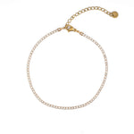 Тенис гривна за глезен в златист цвят от медицинска стомана 304L, дължина 20 см.