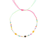 Бохо гривна за глезен с цветни мъниста и текстилен конец, идеална за лятно настроение.