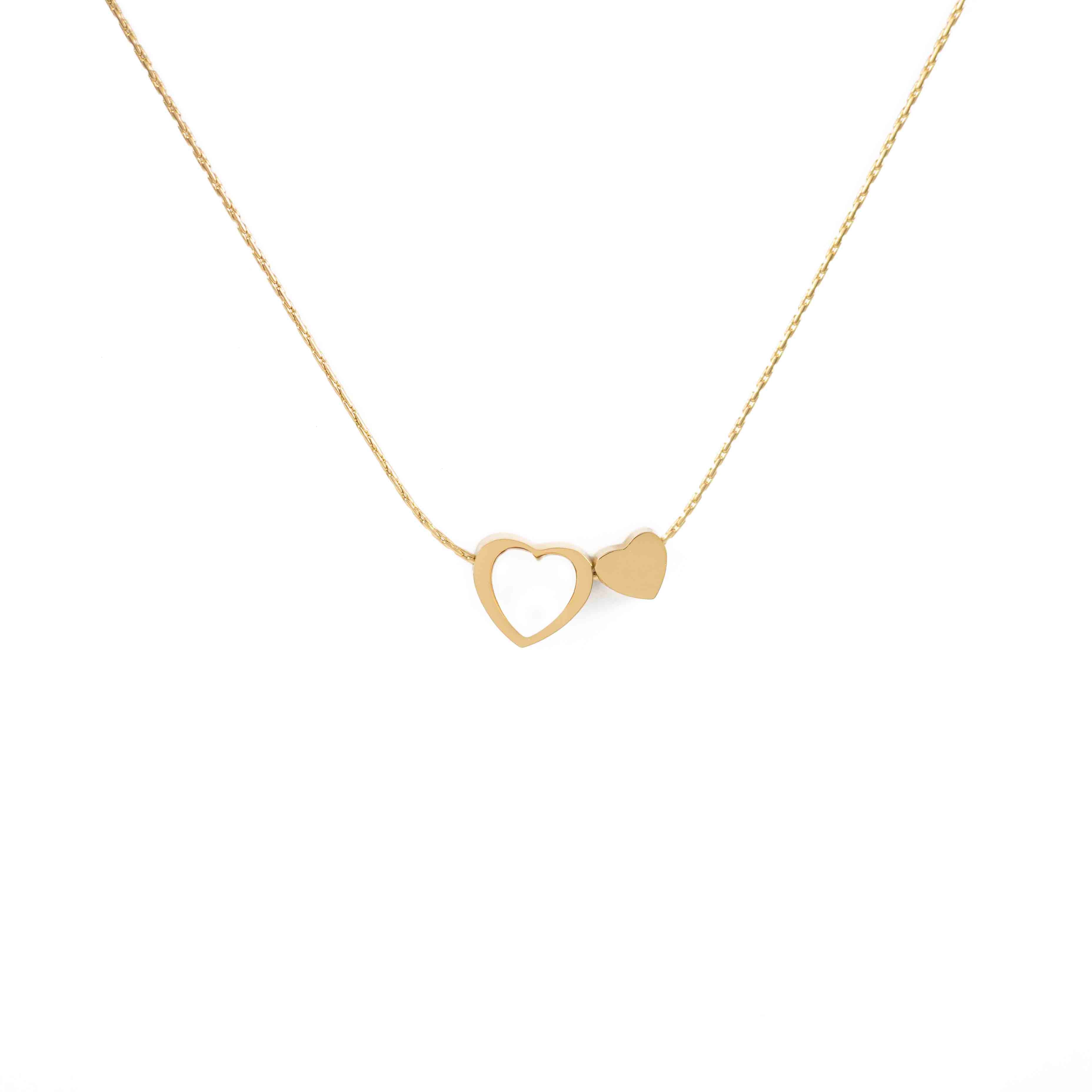 Διπλό Κολιέ Καρδιά με Μάργαρο