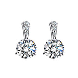 Сребърни Обеци Брилянт S925 с бял циркон и сребристо покритие, 1 г сребро