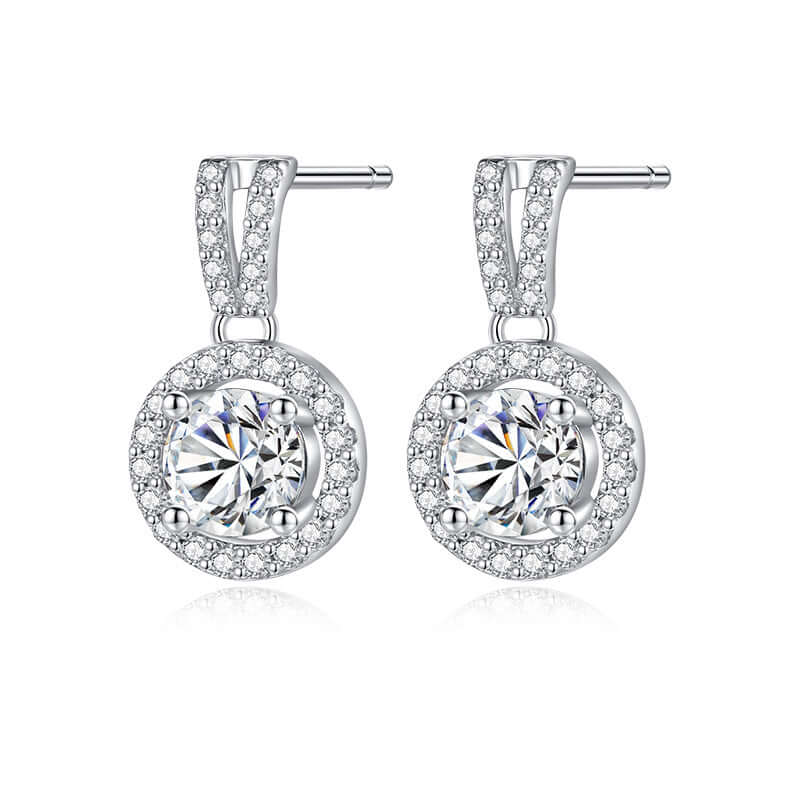 Сребърни обеци Разкош S925 с кристали и блясък, размер 40+5 см, сертификат за качество.