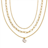 Τριπλό Κολιέ Ζιρκόν με 18Κ Χρυσή Επίστρωση