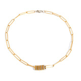 Златисто колие "Хармония" с 18K позлата и геометричен дизайн, елегантен аксесоар за съвременен стил.