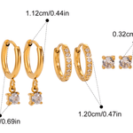 Сет Обеци Кристал с 18К златно покритие - 6 различни модела, мед. стомана, хипоалергенни.