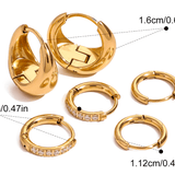 Комплект златни обеци с различни размери и 18К златно покритие, 6 бр. за стилни аксесоари.