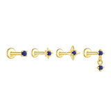 Сет 4 Сребърни Обеци с Натурален Лапус Азулис S925