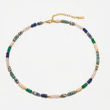 Колие Wave с мъниста и 18к златно покритие, изработено от медицинска стомана 304L в многоцветен дизайн.