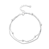 Ασημένιο διπλό βραχιόλι με χάντρες S925