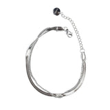 Διπλό ασημί βραχιόλι πλέξη φιδιού