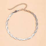 Двойно колие змийска плетка в сребристо