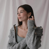 Ασημί διπλό κολιέ καρδιά Bella