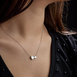 Ασημί διπλό κολιέ καρδιά Bella