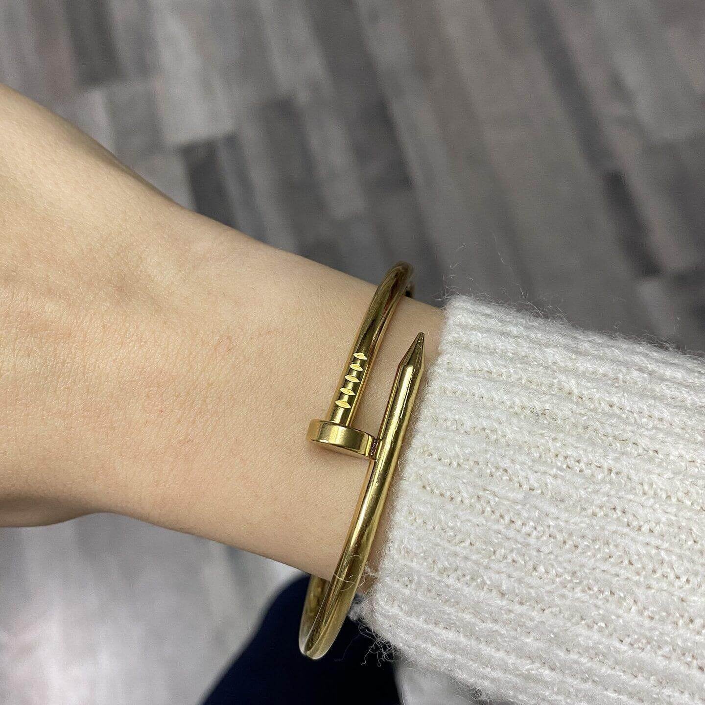 Βραχιόλι από χειρουργικό ατσάλι "Καρφί" - χρυσό