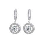 Сребърни обеци S925 с блестящи камъни в кръгла форма, елегантен дизайн за всеки повод.