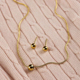 Комплект топче златист - обеци + колие