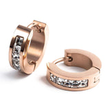 Μικρά σκουλαρίκια από χειρουργικό ατσάλι με κρύσταλλα σε ροζ χρυσή απόχρωση