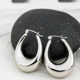 Οβάλ ασημί κρίκοι