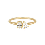 Сребърен пръстен Passion с цирконий и 18К златно покритие, двоен диамант, размер 7.