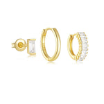 Сребърни обеци Tennis с 18К златно покритие, сет от 3 стилни модела в два цвята, S925 бижута.