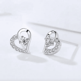 Ασημένια σκουλαρίκια σε σχήμα καρδιάς Heart S925 Silver