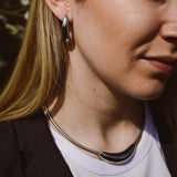 Сребрист Комплект Chunky- Обеци + Колие