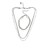 Ασημί σετ μαλακό βραχιόλι & κολιέ – Πλέξη φιδιού