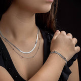 Ασημί σετ μαλακό βραχιόλι & κολιέ – Πλέξη φιδιού