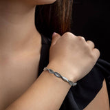 Ασημί διπλό βραχιόλι – Πλέξη φιδιού