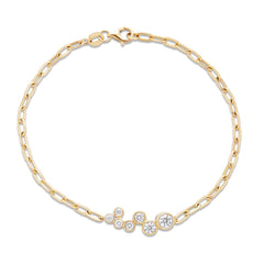 Елегантна гривна от сребро с 18К златно покритие и циркон 5А камъни, идеална за всеки повод.