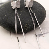 Ασημένια μακριά σκουλαρίκια πεταλούδες