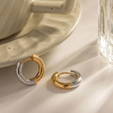 Σκουλαρίκια κρίκοι χρυσό/ασημί με επιχρύσωση 18κ