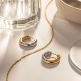 Σκουλαρίκια κρίκοι χρυσό/ασημί με επιχρύσωση 18κ