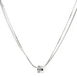 Ασημένιο διπλό κολιέ με δαχτυλίδια