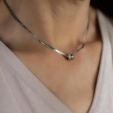 Ασημένιο διπλό κολιέ με δαχτυλίδια