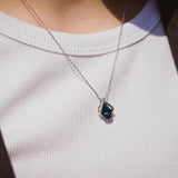 Ασημένιο Κολιέ Μπλε Κρύσταλλος S925